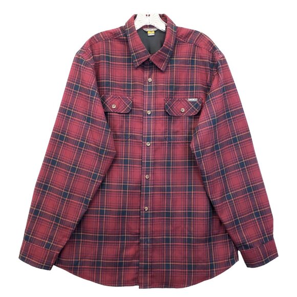 EDDIE BAUER Excavation Red Flannel Shirt Mens L Button Down - Picture 1 of 10